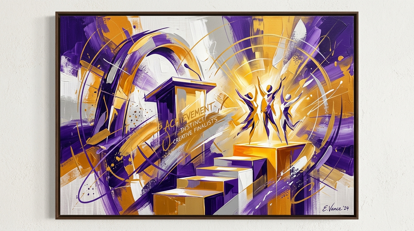 Abstract fine art &bull; Dynamic celebration of achievement, podium distinction, and creative finalists